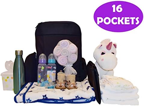 TGG Diaper Bag Backpack with Changing Pad and Portable Insulated Pocket (Obsidian Black)