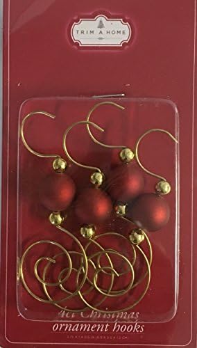 Gold and Red Christmas Ornament Hooks, 4 count
