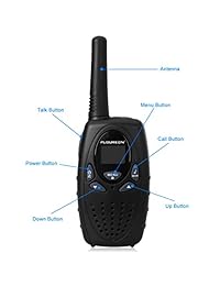 FLOUREON Walkies Talkies de dos bandas, distancia de 1 a 3 millas, manuales, conjunto de 2 unidades, Negro