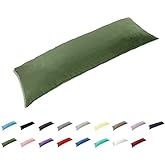 TAOSON 100% Cotton 300 Thread Count Envelope Style Body Pillow Cover Pillowcase Pillow Protector Cushion Cover Non Zippered Only Cover No Insert (Sage/Olive Green,20"x60")