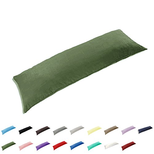 TAOSON 100% Cotton 300 Thread Count Envelope Style Body Pillow Cover Pillowcase Pillow Protector Cushion Cover Non Zippered Only Cover No Insert (Sage/Olive Green,20"x60")