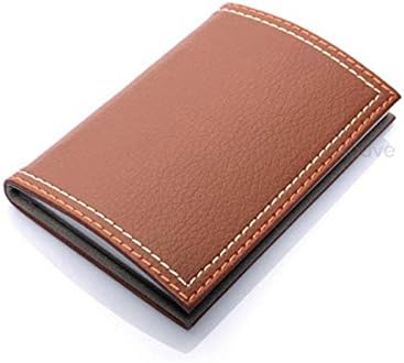 Luxury GT1 Personalized Business Card Holder Case 3 3/4" x 2 1/2" x 3/8" Light Brown Excuve - Free Engraving