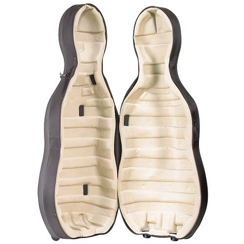 Bam France Flight Cover for 4/4 Cello Cases with Black Exterior and Beige Interior with Wheels