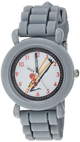 DISNEY Boy's Incredibles 2' Quartz Plastic and Silicone Casual Watch, Color:Grey (Model: WDS000562)