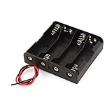uxcell Two-Wires Black Plastic Battery Holder for 4 x 1.5V AA Size Batteries