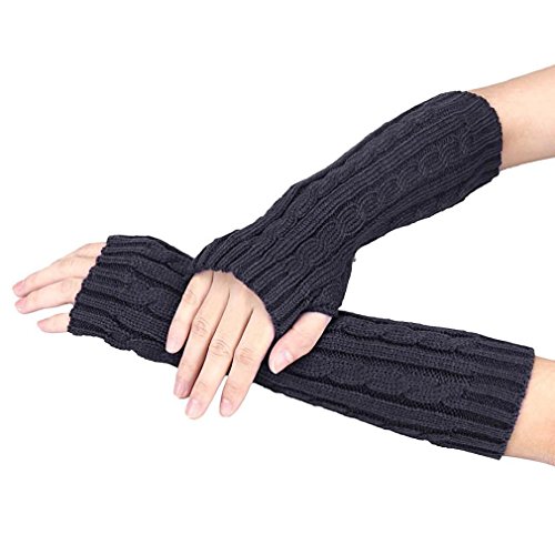 Long Fingerless Gloves,Morecome Winter Wrist Arm Hand Warmer Knitted Mitten (Gray)