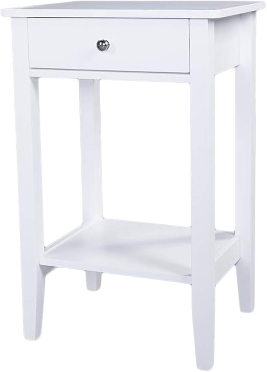 Amazon Com Alwaysprekit 2 Layer Nightstand Bedside Table Coffee Table Modern Side Table Coffee Table Bedroom Floor Cabinet With Drawer For Home Bedroom Office College Dorm White Kitchen Dining