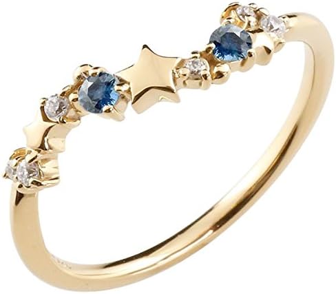 Amazon アトラス Atrus 星 スター リング ピンキーリング サファイア 9月誕生石 イエローゴールド 18金 華奢リング 指輪 フェミニン 定番 レディース ファッションリング 1号 リング 通販