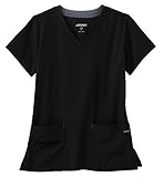 Modern Fit Collection by Jockey Scrubs Women's Zipper Pocket V-Neck Solid Scrub Top Medium Black