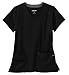 Modern Fit Collection By Jockey Women's Zipper Pocket V-Neck Solid Scrub Top Medium Black