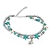 CHRAN Starfish Sea Turtle Anklets Multi Layered Turquoise Stone Beads Boho Beach Charm Anklet for Women