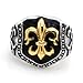 Stainless Steel Tri-Tone Fleur de Lis Biker Ring - Size 11