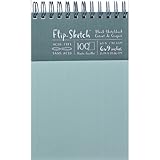 Global Art 6-Inch by 9-Inch Flip Sketch Wire Bound Blank Sketchbook, Mist, 100 Pages