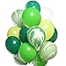 DIvine 40 Pcs 12 Inch Green Balloons Set, Green Agate Marble Balloons, Assorted Green and White Latex Balloons for Wild One, Jungle, Animal, Dinosaur Birthday Party Decoration, Backdrop, Balloon Arch