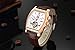 Mens Automatic Mechanical Watch Brown Leather Tourbillon Skeleton Square Wrist Watch with Calendar