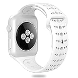 Valband Apple Watch Band 38mm 42mm, Soft Silicone Sport Band Strap Replacement iWatch Bands for Apple Watch Nike Series 3,Series 2,Series 1 (38mm, White/White)