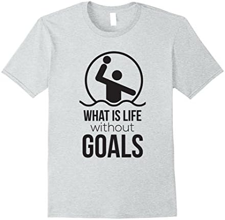 Mens Water Polo Player Design T-Shirt What Is Life Without Goals Medium Heather Grey