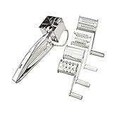 Rotary Cheese Grater, Romote Multipurpose Stainless Steel Cutter Grinder with 4 Interchangeable Drum Blades