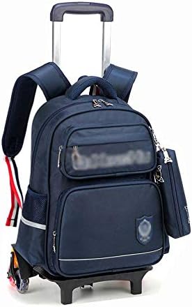 HONGNA Children's Trolley Bag Backpack 6 Wheels Removable 6-12 Years Old Men And Women Trolley Backpack (color : Blue A)