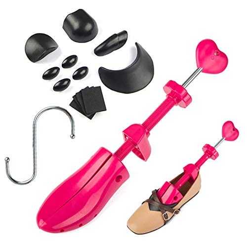 Shoe Stretcher Women, Pair of 4-way Adjustable Shoe Widener Expander to Stretch Length Width Height for Wide Feet, Tough Plastic Shoe Tree Shaper with Bonus 12 Bunion Plugs and 1 Hook, Medium - Thumbnail 5