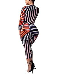 ThusFar - Vestido con cremallera para mujer, manga 3 4, con cinturón