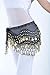 Women Chiffon Dangling Gold Coins Belly Dance Hip Skirt Scarf Wrap Belt (Gold Coin, Black)