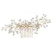 AW Bridal Wedding Hair Comb Floral Gold Leaves Bridal Hair Accessories for Bride Bridesmaids