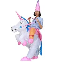 Seasonblow Inflatable Unicorn Costume Adult Fancy Halloween Party Fancy Dress up Suit Dress White