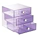 iDesign 3 Drawer Storage Organizer for Cosmetics, Makeup, Beauty Products and Office Supplies, Purple