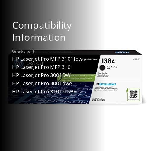 HP 138A Black Toner Cartridge | Works with HP Laserjet Pro 3001 Series, HP Laserjet Pro MFP 3101 Series | W1380A