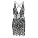 Women’s Warp Tie Party Dress – Ladies Sexy Deep V Neck Sleeveless Mini Dress – Shiny Sequin Back Crisscross Club Cocktail Dressthumb 4