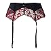 TVRtyle Wine Red Embroidery Flower Women Sexy Garter Belts for Stockings Metal Buckles S086 (Large)