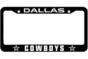 HDTVTV 1Pc for Cowboys Black License Plate Frame,Laser Printed Logo Black Metal License Tag Plate Ideal Gift for Dallas Fans