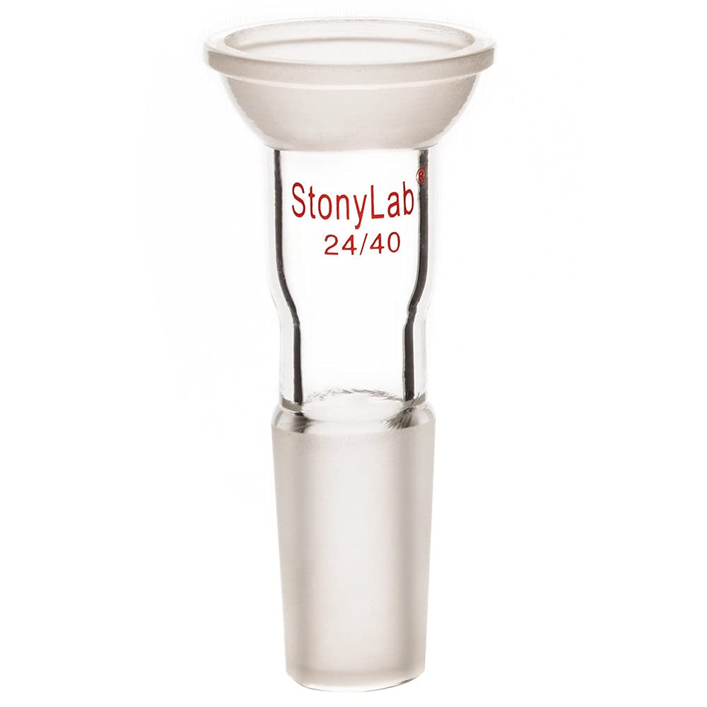 stonylab Glass Adapter with Ball Socket, Borosilicate Glass Connecting Adapter with 35/20 Top Spherical Joint and 24/40 Bottom Inner Joint for Laboratory Lab Supply