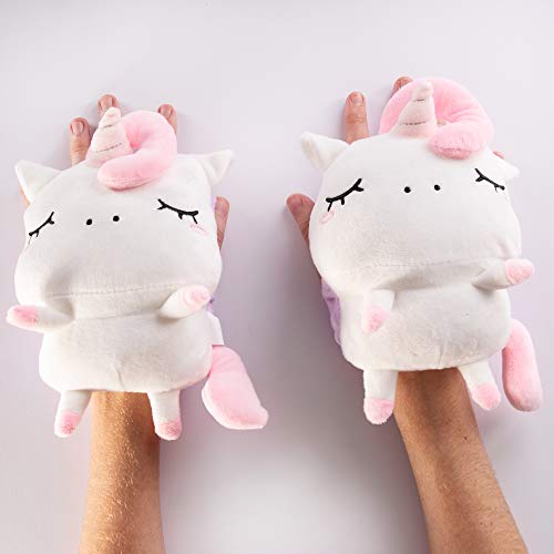 Smoko Angie Unicorn Wireless Hand Warmers | Kawaii Plush Fingerless Gloves for Computer Keyboard
