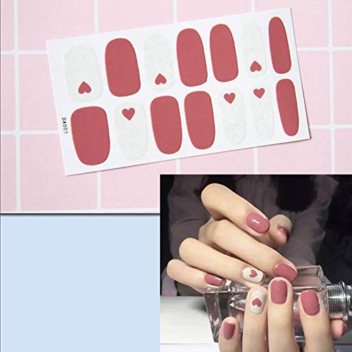 6 Sheets Full Nail Wraps Art Polish Stickers Decal Strips Adhesive False Nail Design Manicure Set With 1Pc Nail Buffers Files For Women Girls - Thumbnail 3