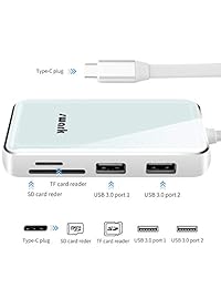 Adaptador de concentrador SWARK USB C con HDMI, VGA, carga USB C, 2 puertos USB 3.0, lector de tarjetas SD   TF   Blanco