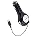 Tangle-free Lighting Retractable Cable Vehicle USB Car Charger for Apple iPhone 6 Plus iPhone 5 5c 5s iPad Air 2 iPod Touch 5 (Black)