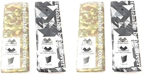 Camo Book Covers for School Textbooks 4 pack, Standard Stretchable Cloth Protector Covers