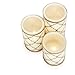 LampLust Flameless Ivory Pillar Candles- Brass Removable Candle Holders, Warm White LED Glow, Remote and Batteries Included, Moroccan Style Decorative Candle Set of 3