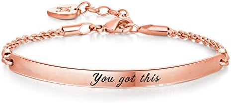 Annamate Inspirational Quote Bar Bracelet Engraved Message Bracelets, Cuff Bracelets, Women Jewelry