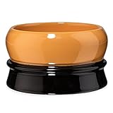 Fine Accoutrements Classic Shaving Soap Bowl, Solid Stoneware Construction, Stackable and Color Coded, Orange and Black