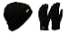 Thinsulate Mens Adult Winter Thermal Knitted Black Beanie Hat and Gloves set