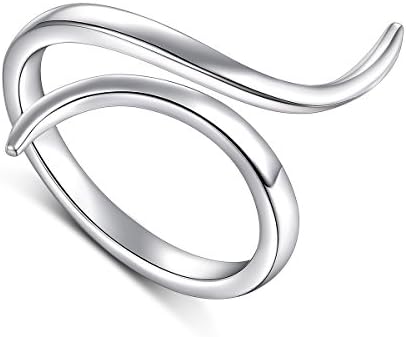 S925 Sterling Silver Simple Ring for Women Adjustable Wrap Open Line Spoon Rings