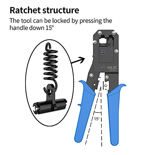 AUCAS RJ45 Crimp Tool RJ11 Cat6 Cat5 Wire Crimper Stripper Crimping Pliers Cable