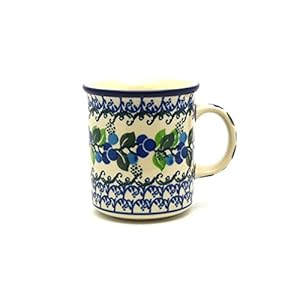 Polish Pottery Mug – Straight Sided – Blue Berries