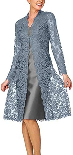 Women's Two-Piece Lace Cardigan Dresses, AmyDong Ladies Fashion Charming Solid Color Bridesmaid Dress