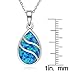 Beaux Bijoux 925 Sterling Silver Created Blue Opal Teardrop Pendant with 18