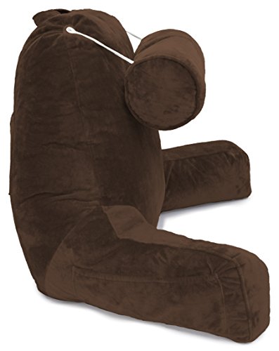 Chocolate COVER ONLY - For the Husband Pillow - Bedrest Cover Set - Support Bed Backrest Covers , Micro Plush Cover Including Detachable Neck Roll Pillow Cover