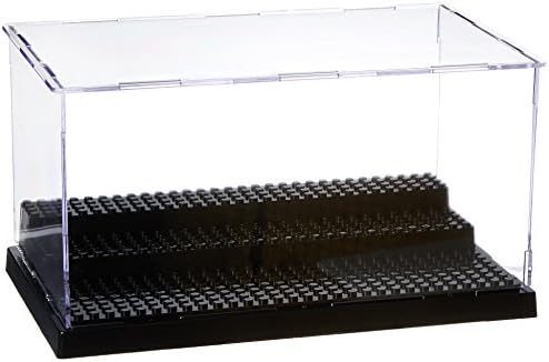 Powerocean Acrylic Display Case/Box 3 Steps Perspex Dust proof Show LEGO Minifugures (4 Colors) (BLACK)